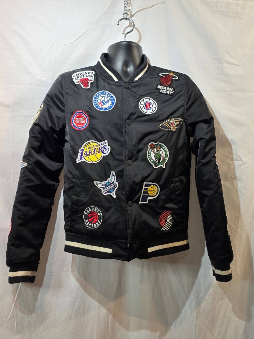 NBA Multi-Team Patches Varsity Bomber Jacket Youth XL TG Point Zero